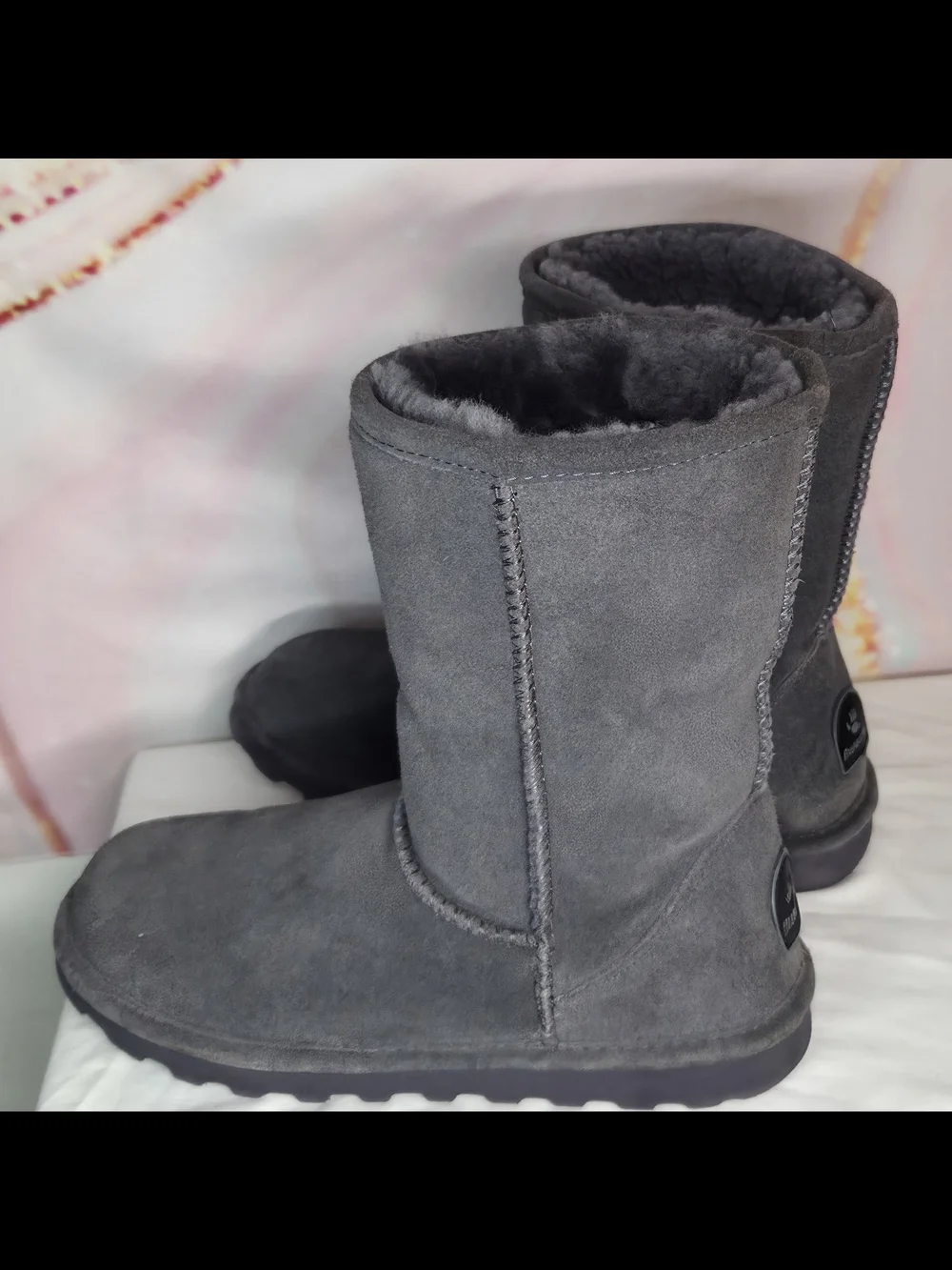 BEARPAW | Women's Elle Short Graphite Suede Winter Boots | Size 7 |